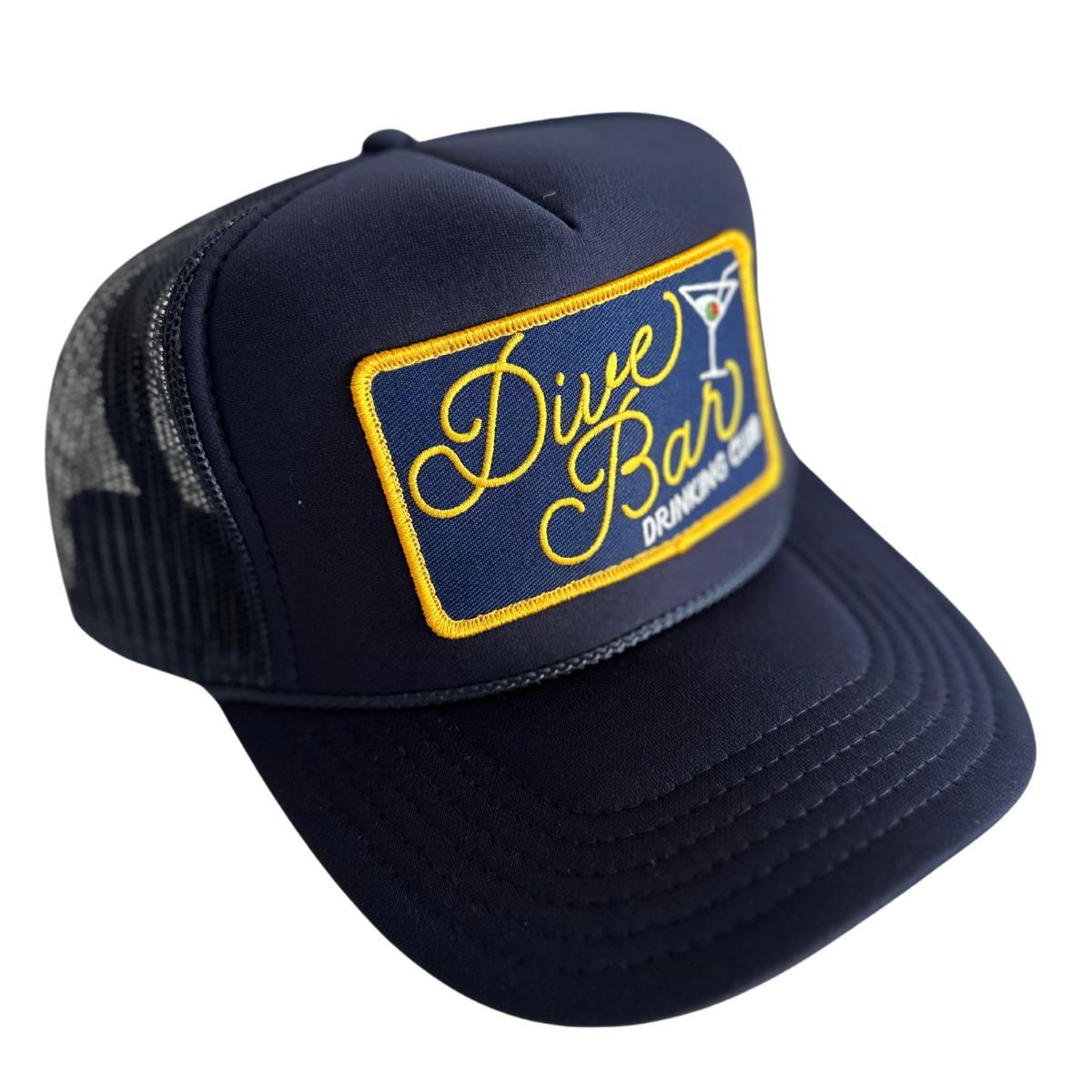 Dive Bar Drinking Club Patch Trucker Hat: Navy