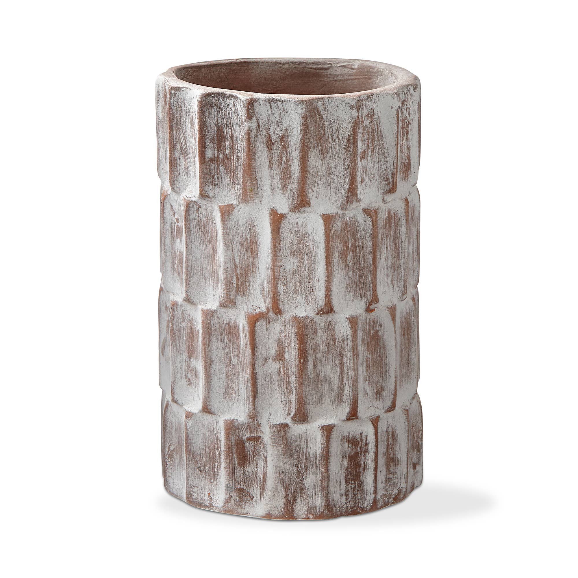 Tucson Whitewash Terracotta Planter &amp; Vase - Terracotta