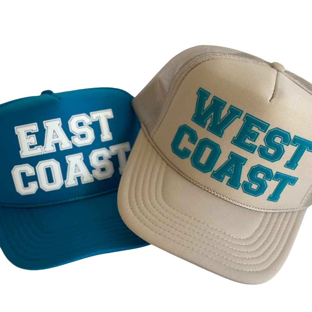 West Coast East Coast Trucker Hat: East Coast Turquoise