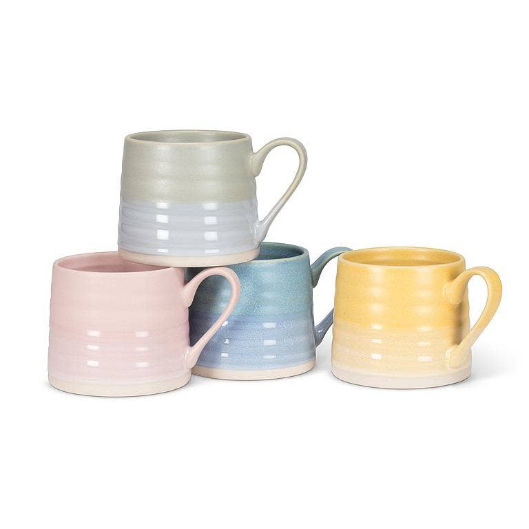 Ridged Mug-Light Blue-3"H(14oz)