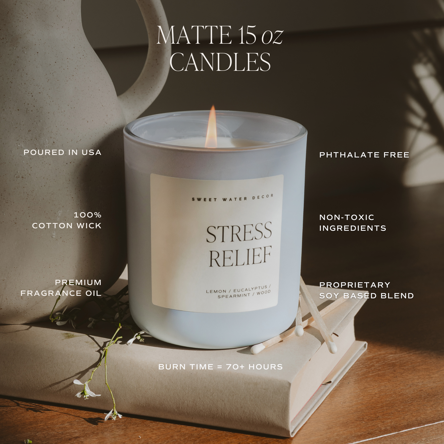 Salt and Sea 15 oz Soy Candle, Matte Jar