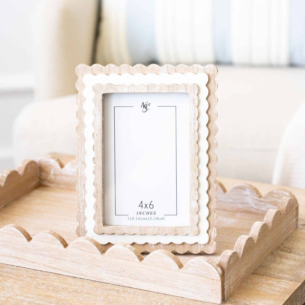 12064 - 6x8 wood scallop photo frame (4x6) Home Decor