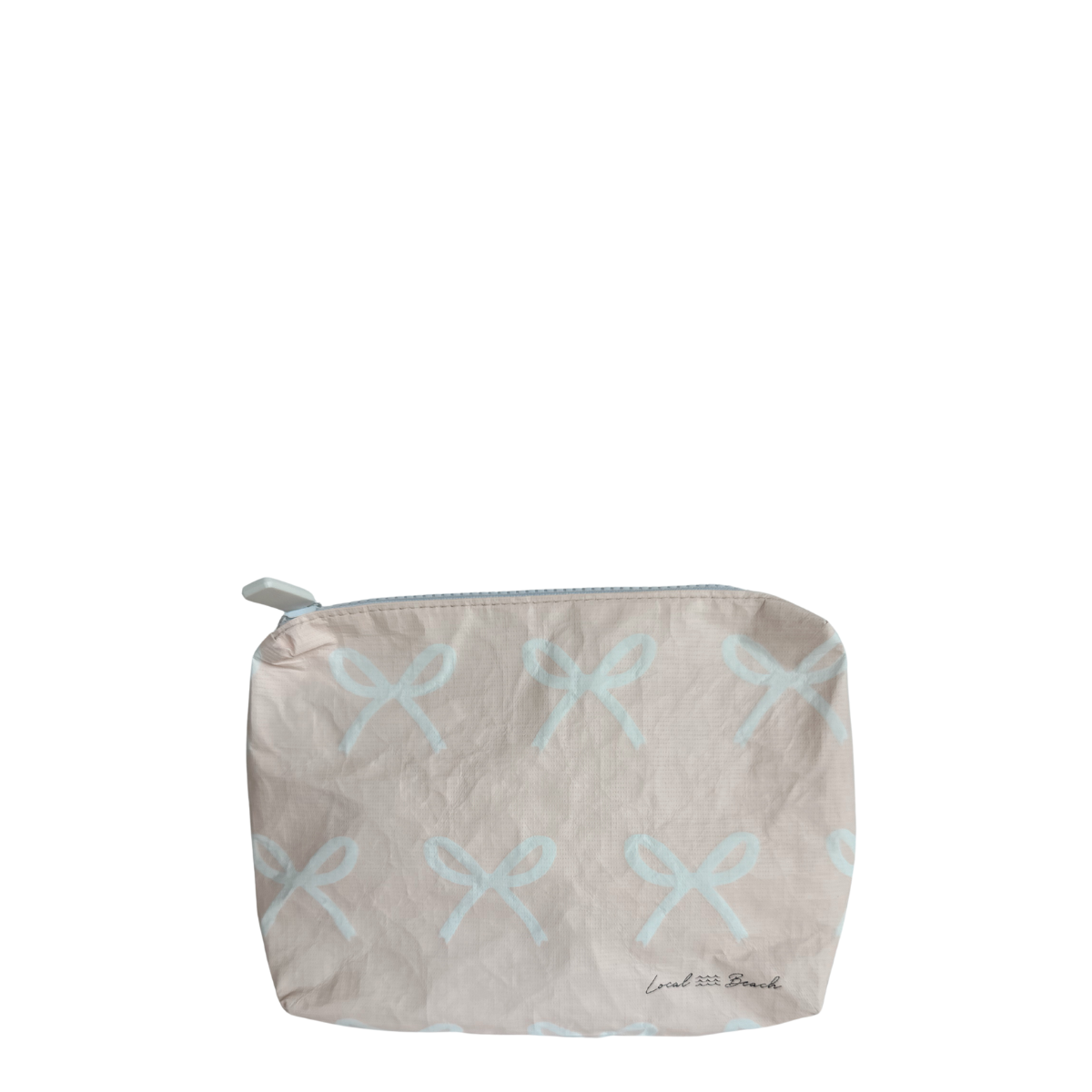 Blush Pink Bows Water Resistant Pouch: Pink / Medium / Pink Bow Pouch