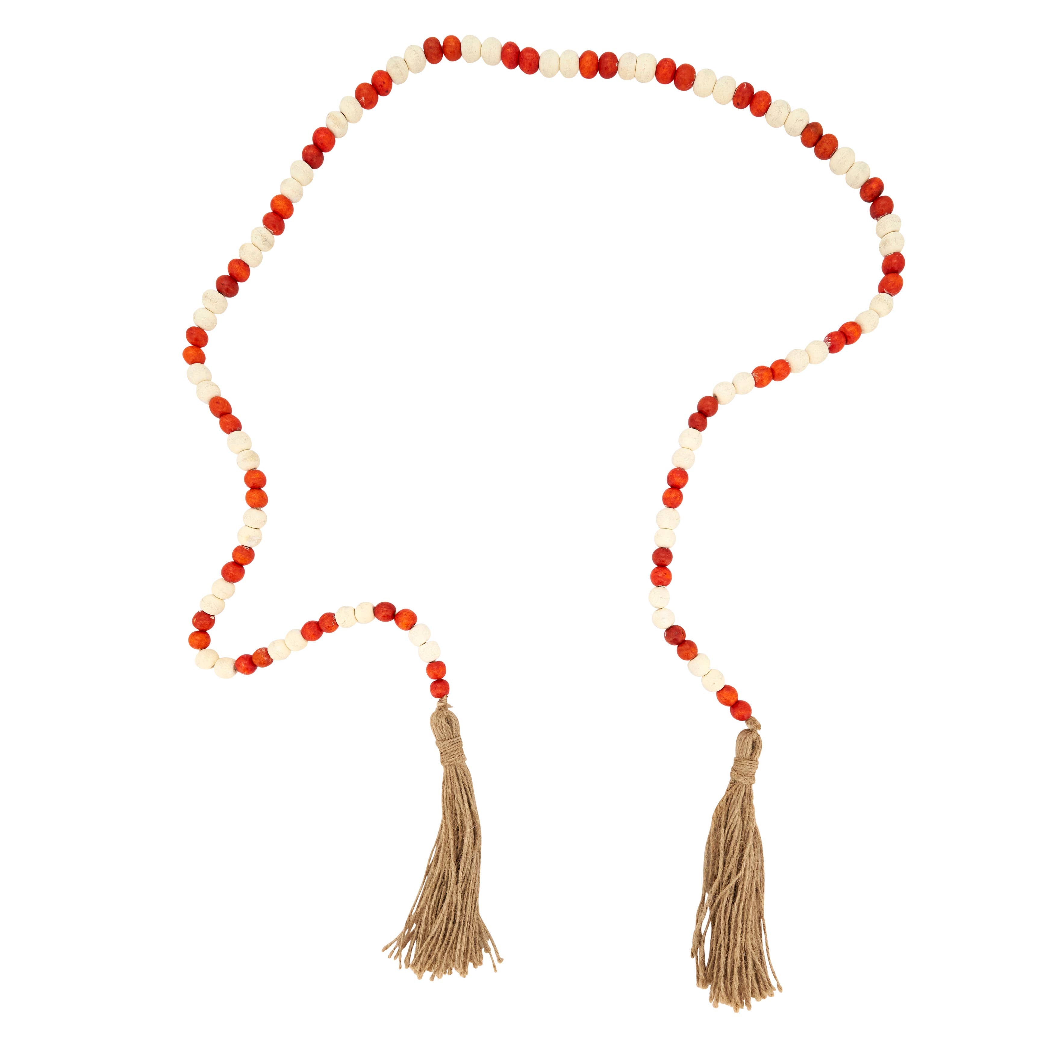 Rustic Charm Wood Beaded Garland: Orange / 72"