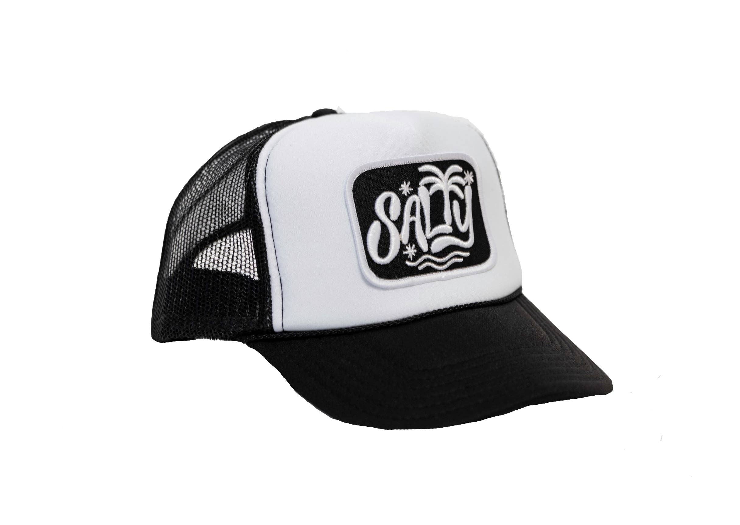 Salty Patch Trucker Hat: Black/White