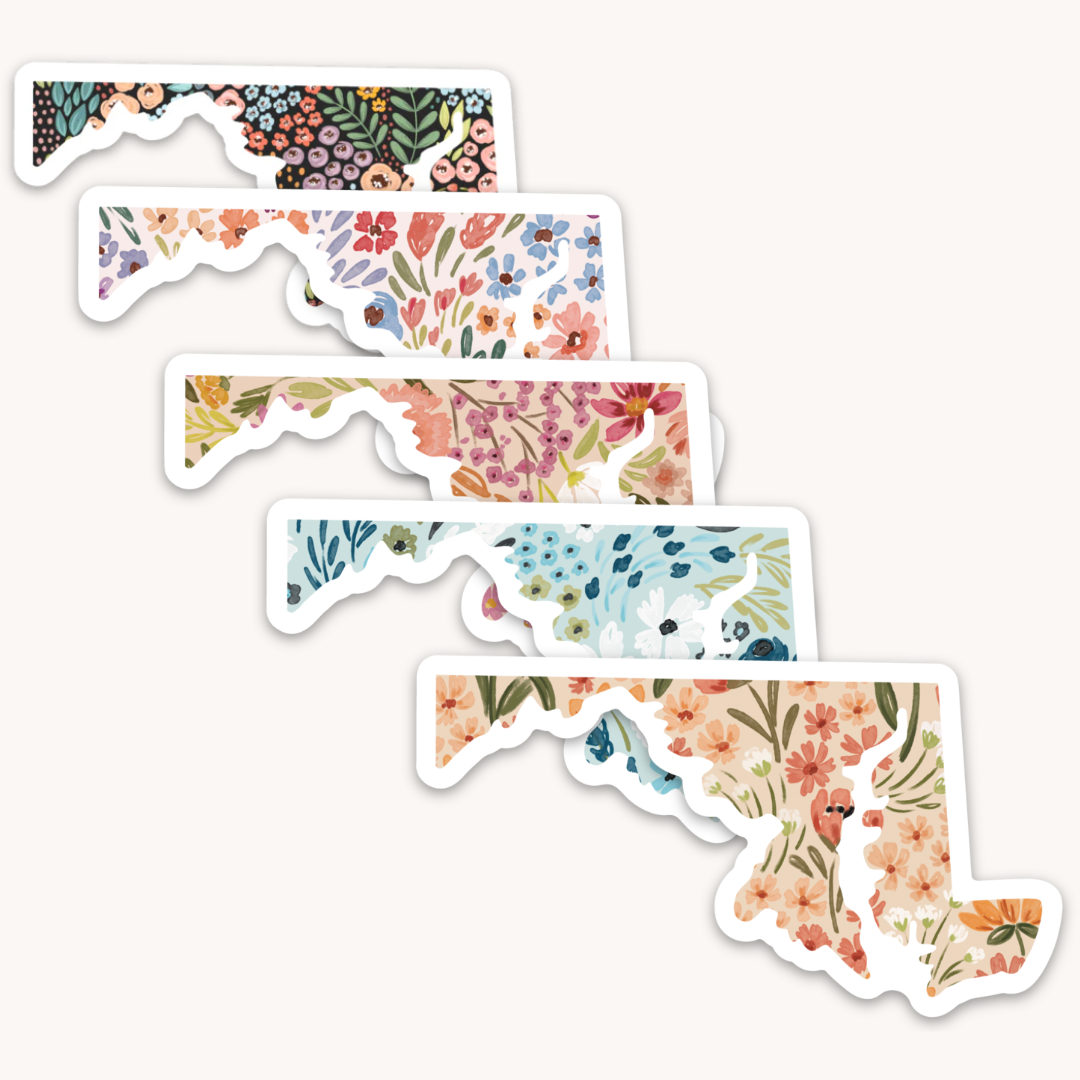 Maryland 3x3in. State Sticker: Countryside Blooms