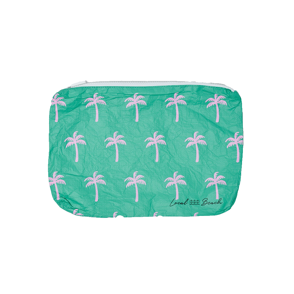 Green Neon Palms Water Resistant Tyvek Printed Pouch: Green Neon Palms