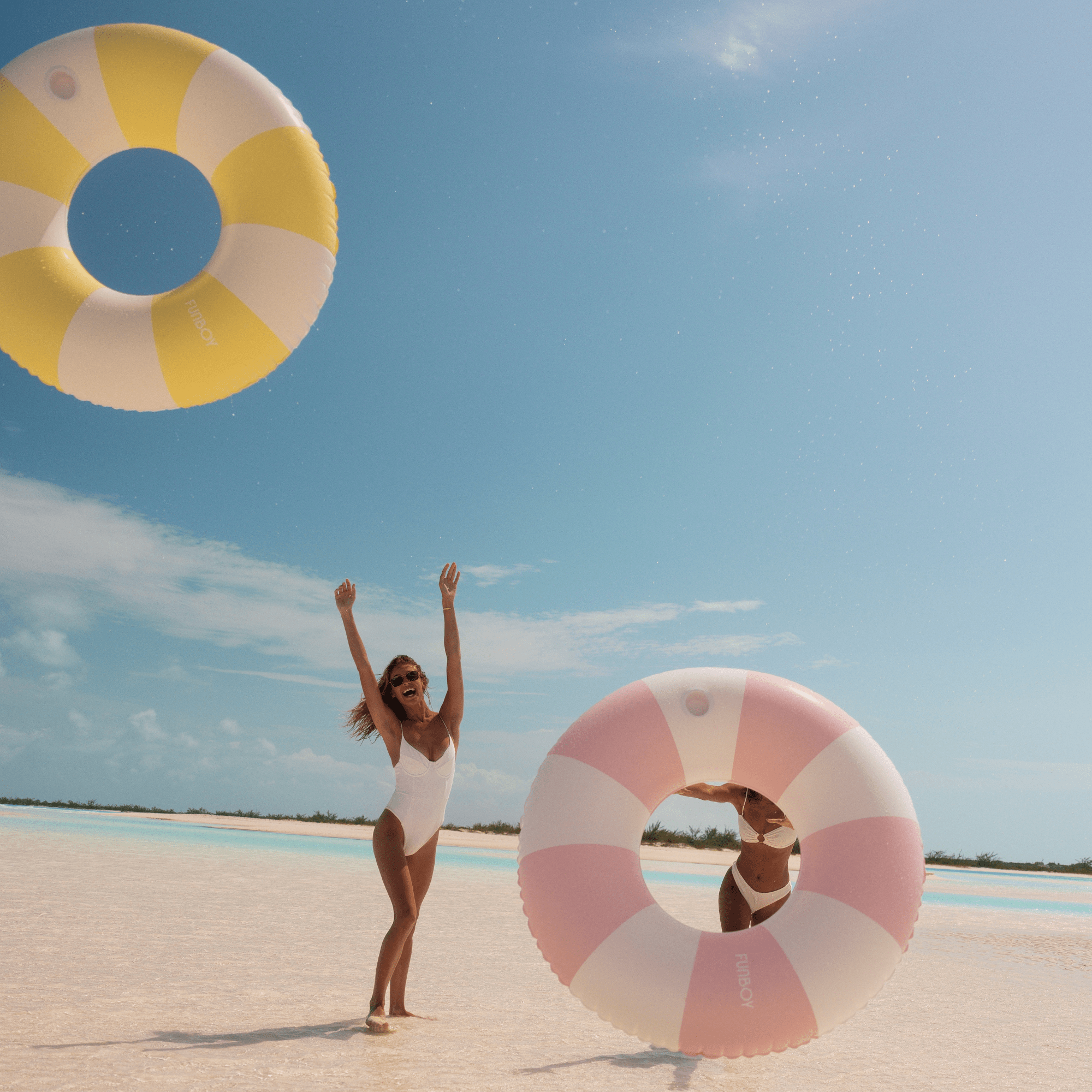 Yellow Vintage Stripe Tube Float - Pool Essentials | Magothy Market