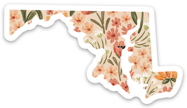 Maryland 3x3in. State Sticker: Countryside Blooms