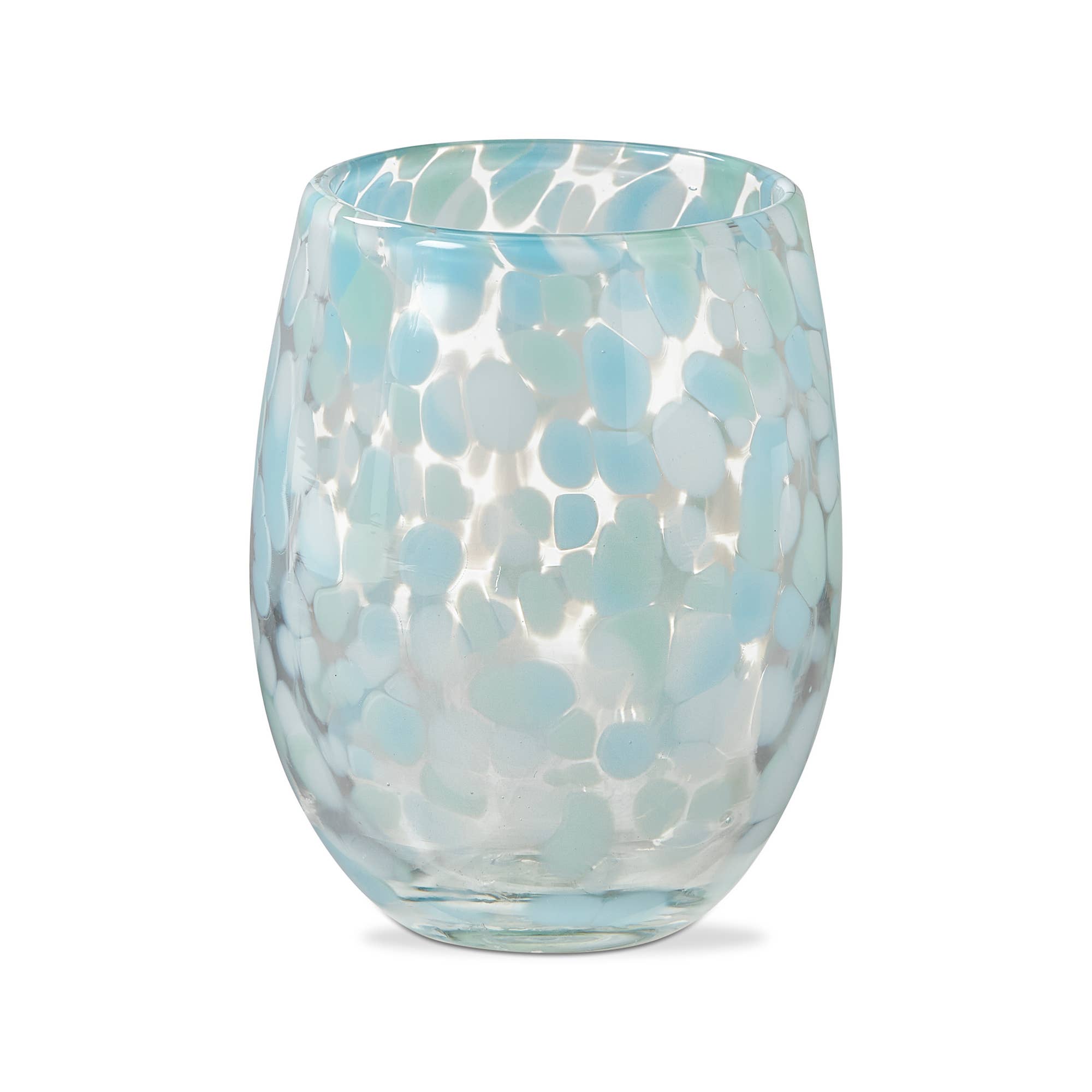 Confetti Stemless Wine Glass - Aqua