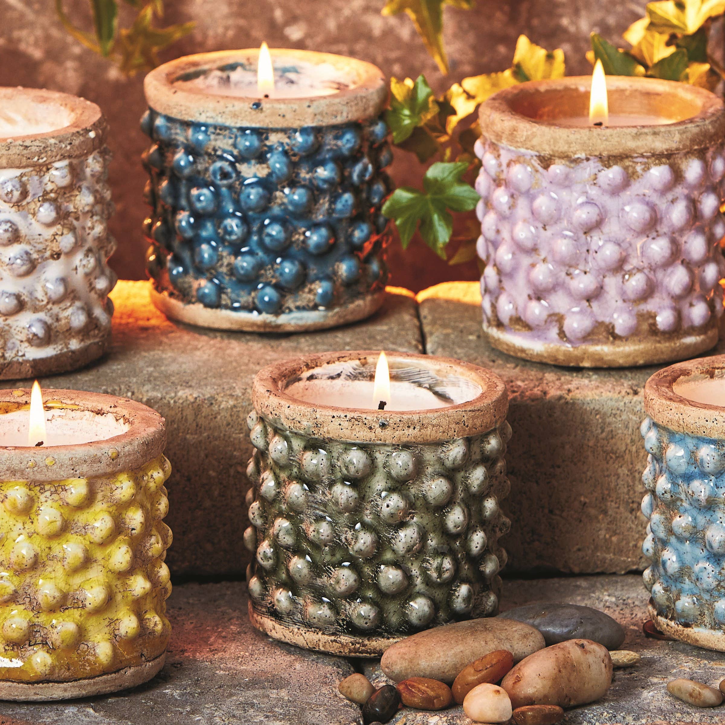 Hobnail Citronella Candle Blue