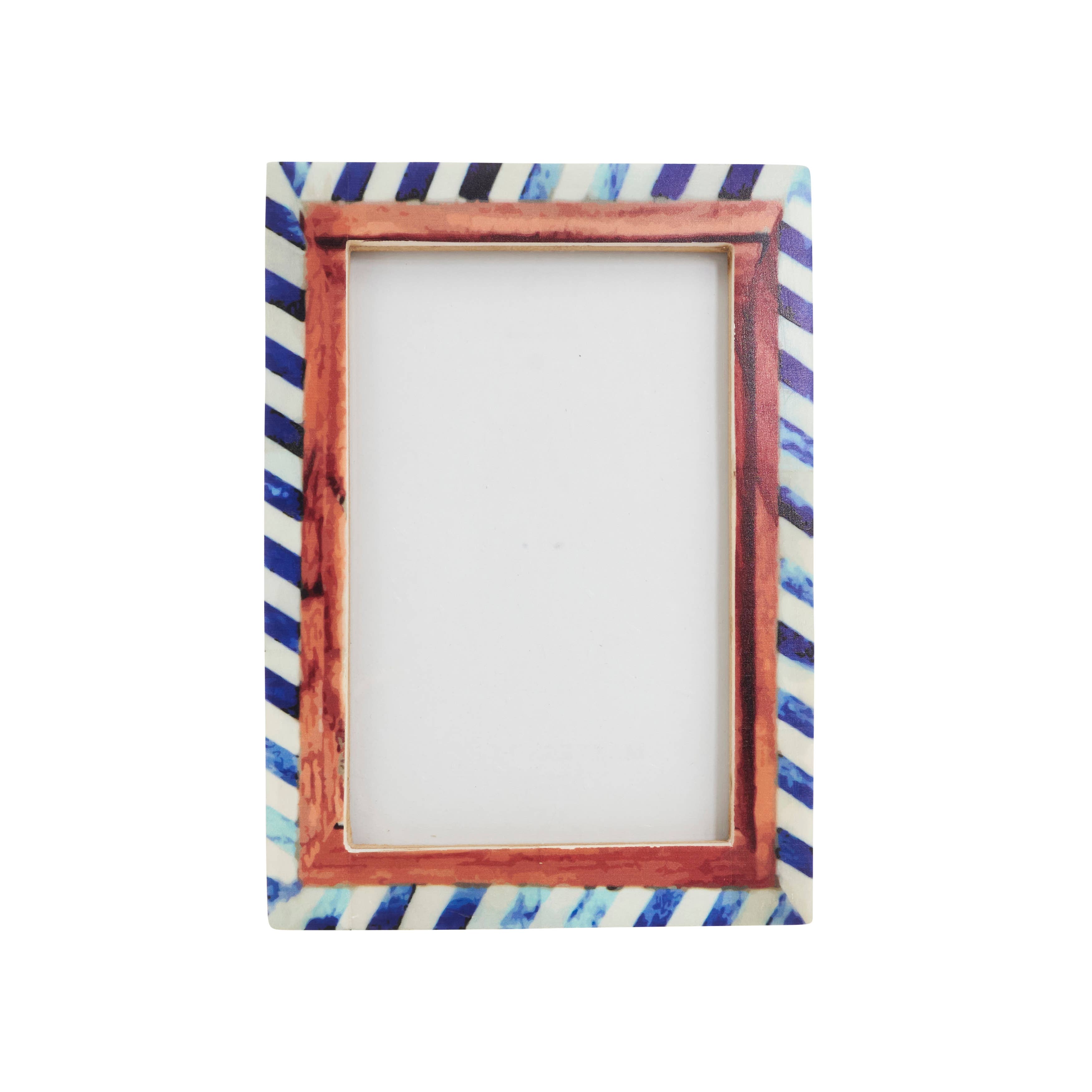 Wood &amp; Bone Chevron Photo Frame: Blue / 4"x6"