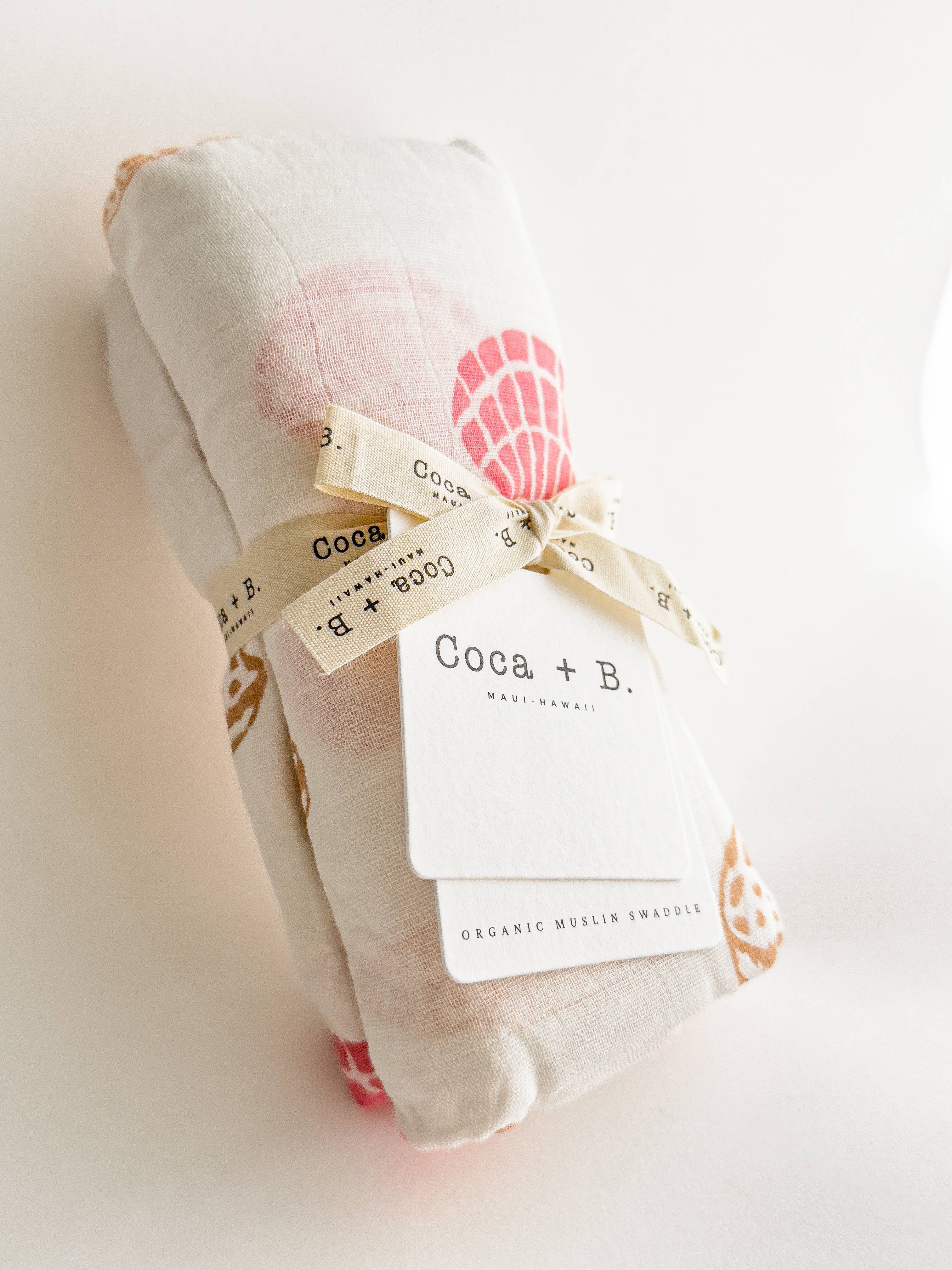 Seashell Print Organic Bamboo Swaddle - Beach Nursery Gift