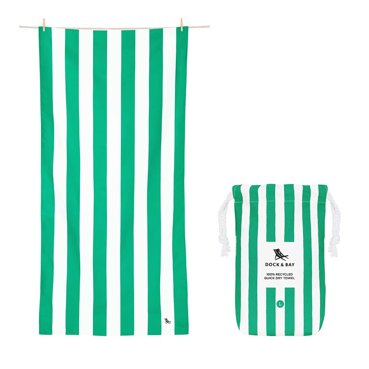 Dock &amp; Bay Quick Dry Towels - Cabana - Cancun Green: Large (63x35&quot;)