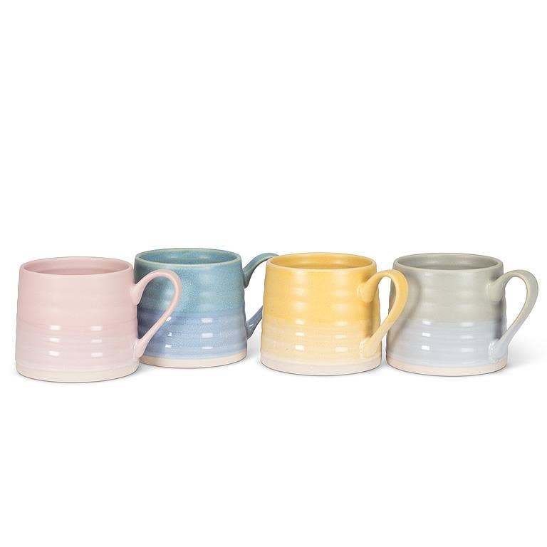 Ridged Mug-Light Blue-3"H(14oz)