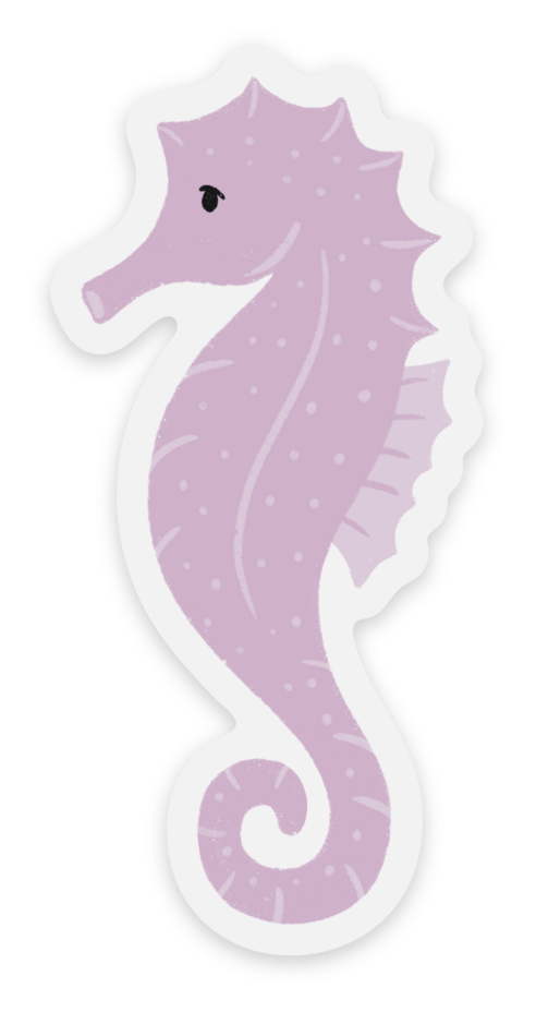 Clear Seahorse Sticker 1.38x2.9in