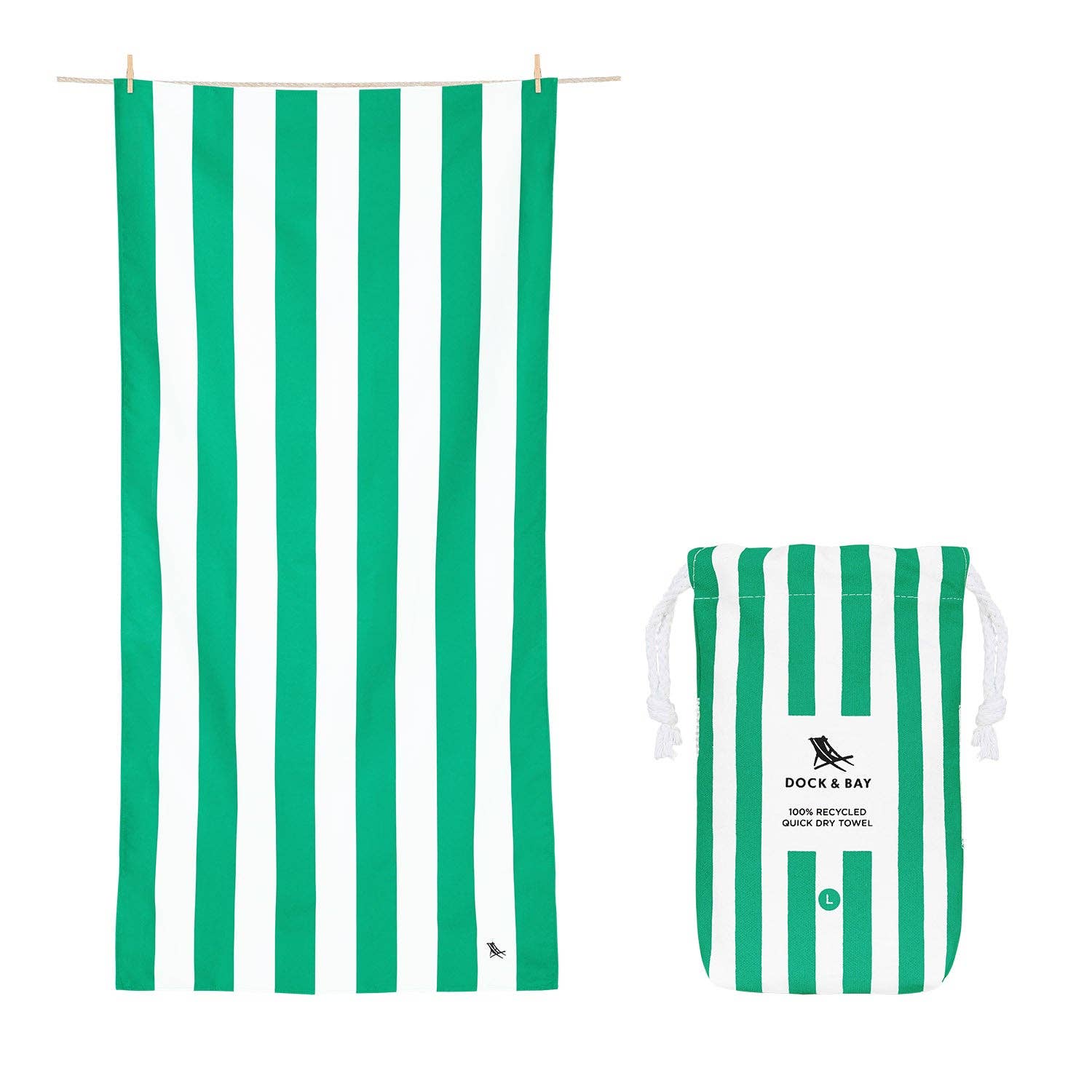 Dock &amp; Bay Quick Dry Towels - Cabana - Cancun Green: Large (63x35&quot;)