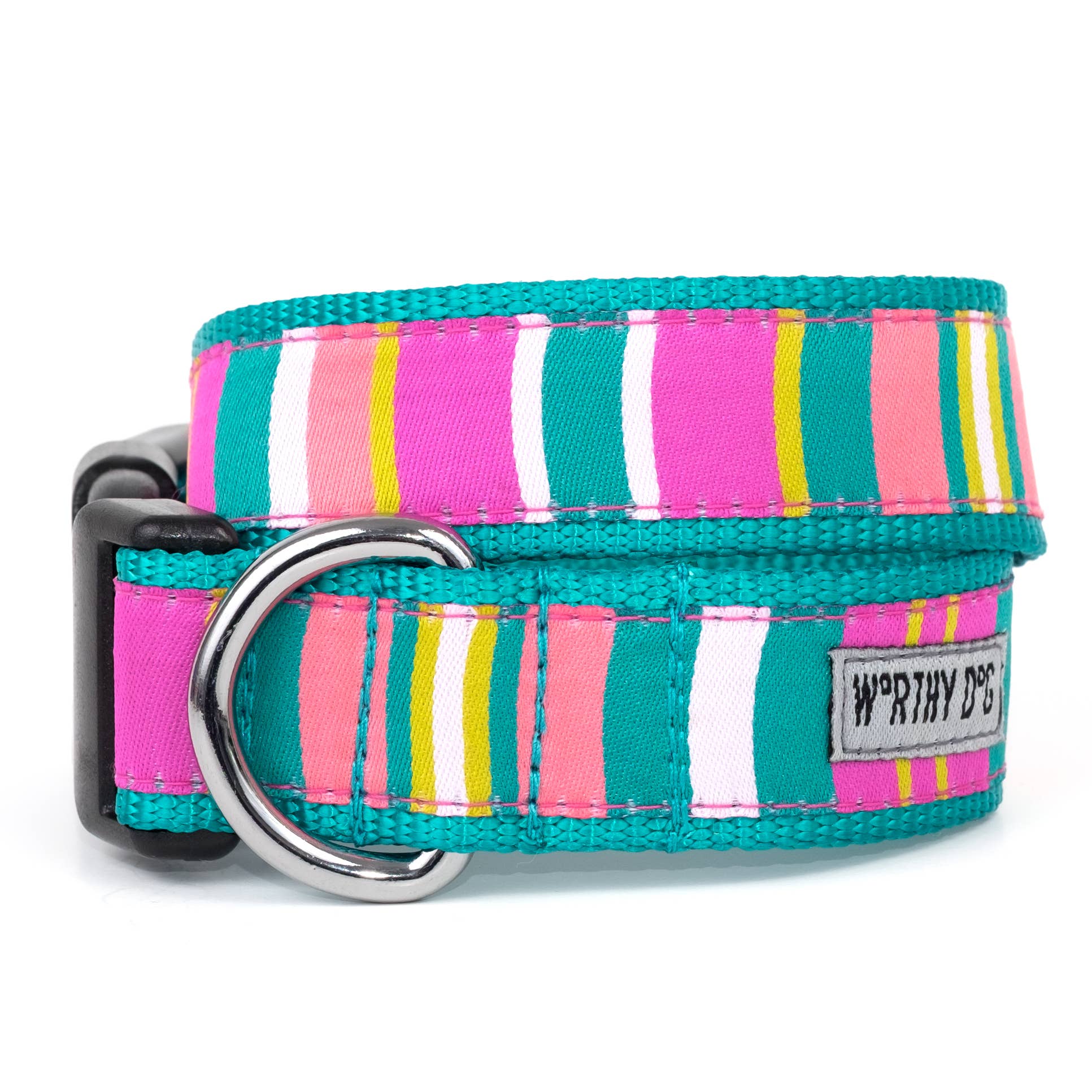 Fiesta Stripe Collar: Teal Multicolored / Medium