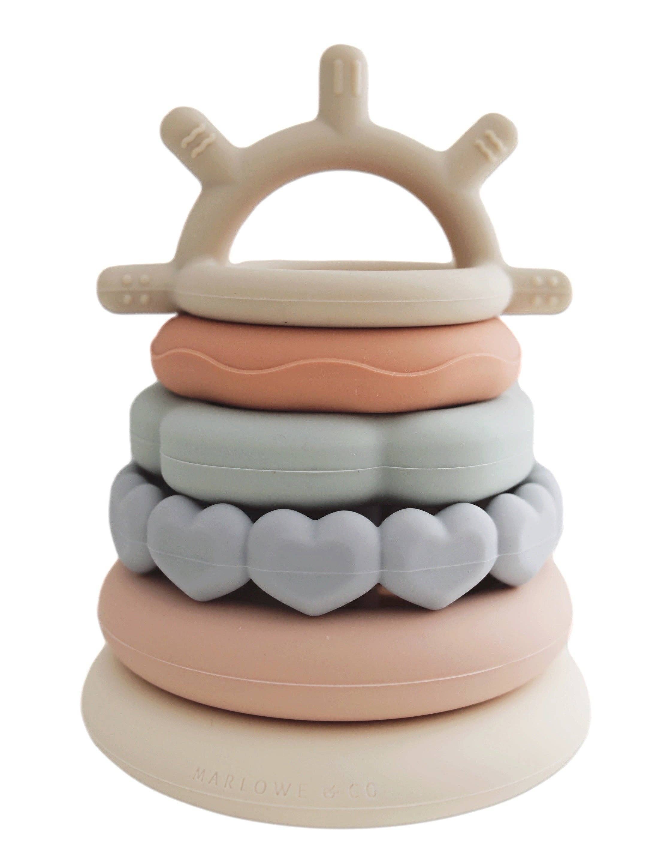 Classic Silicone Stacking Teething Ring Toy | Easter Basket