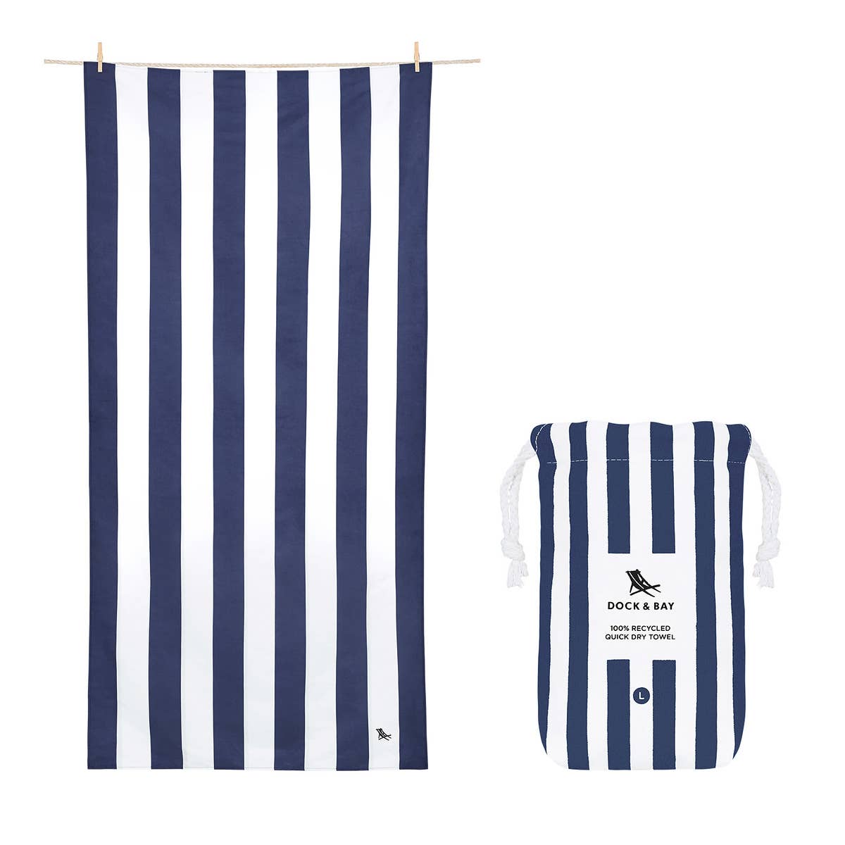 Dock &amp; Bay Quick Dry Towels - Cabana - Whitsunday Blue: Large (63x35&quot;)