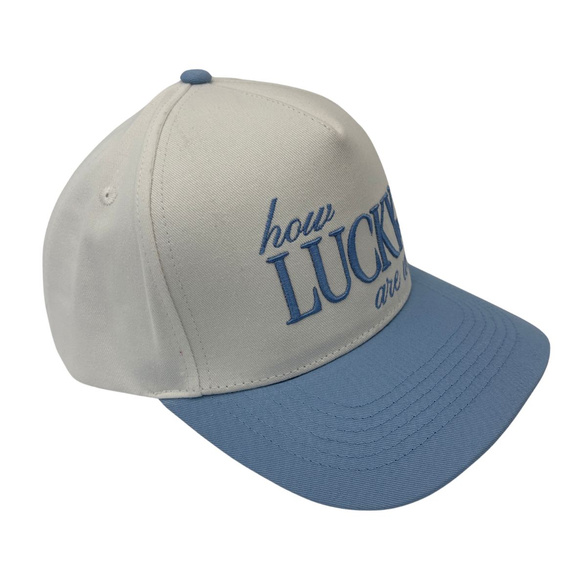 How Lucky are We Cotton Twill Hat: Ocean Blue/Natural