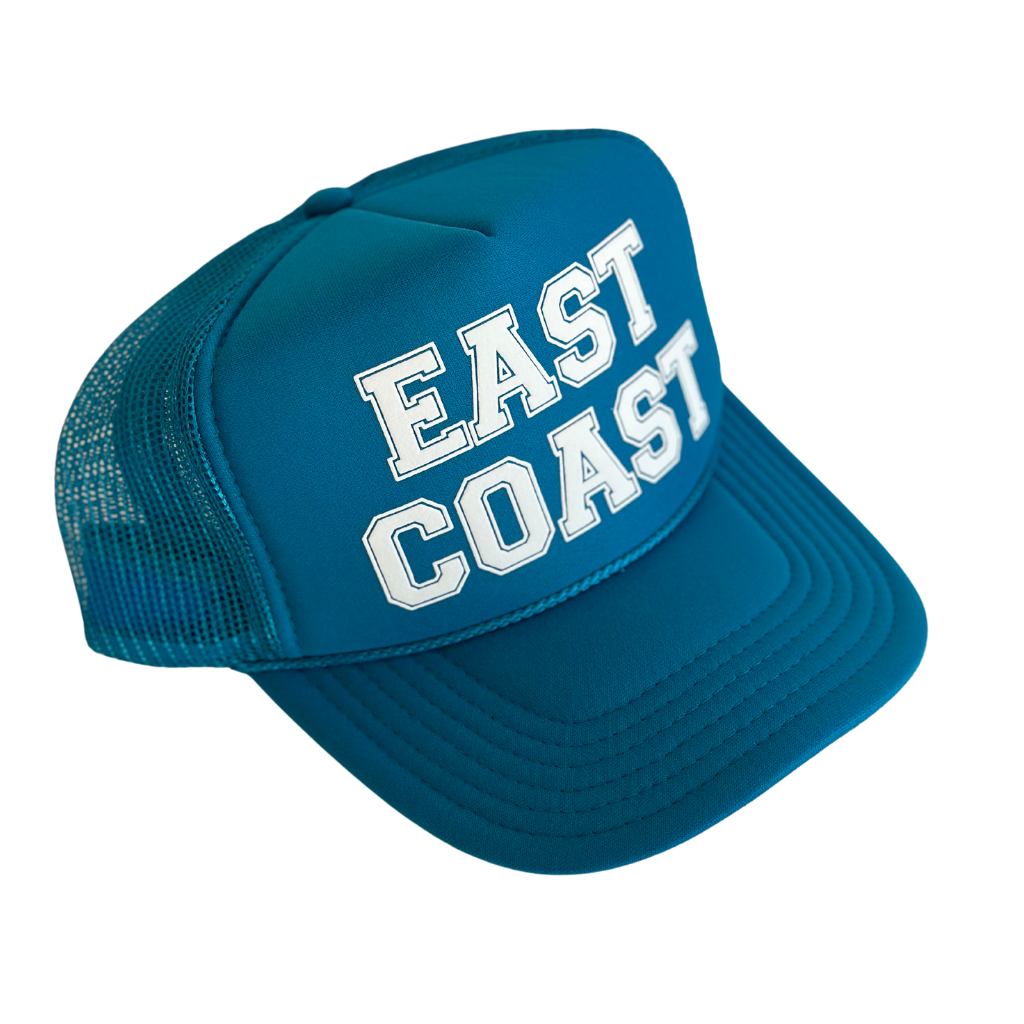 West Coast East Coast Trucker Hat: East Coast Turquoise