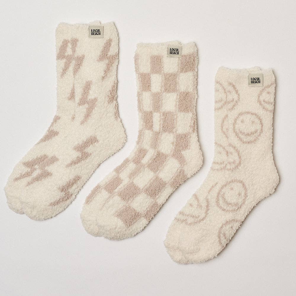 Checker Local Beach Cozy Socks: Sand/Cream Pair