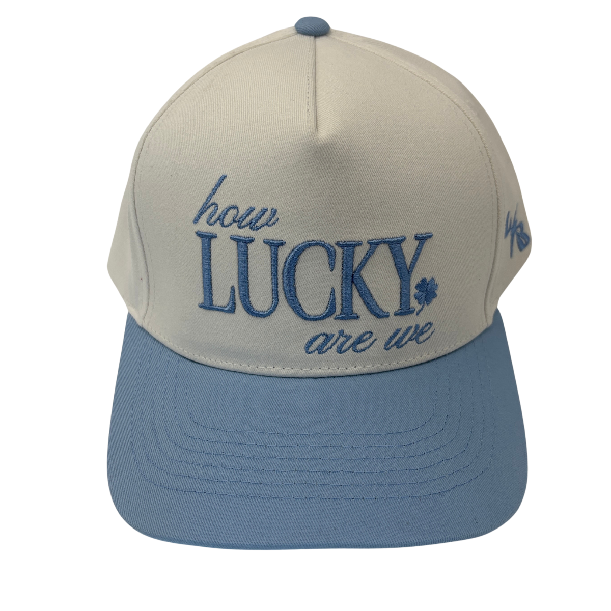 How Lucky are We Cotton Twill Hat: Ocean Blue/Natural