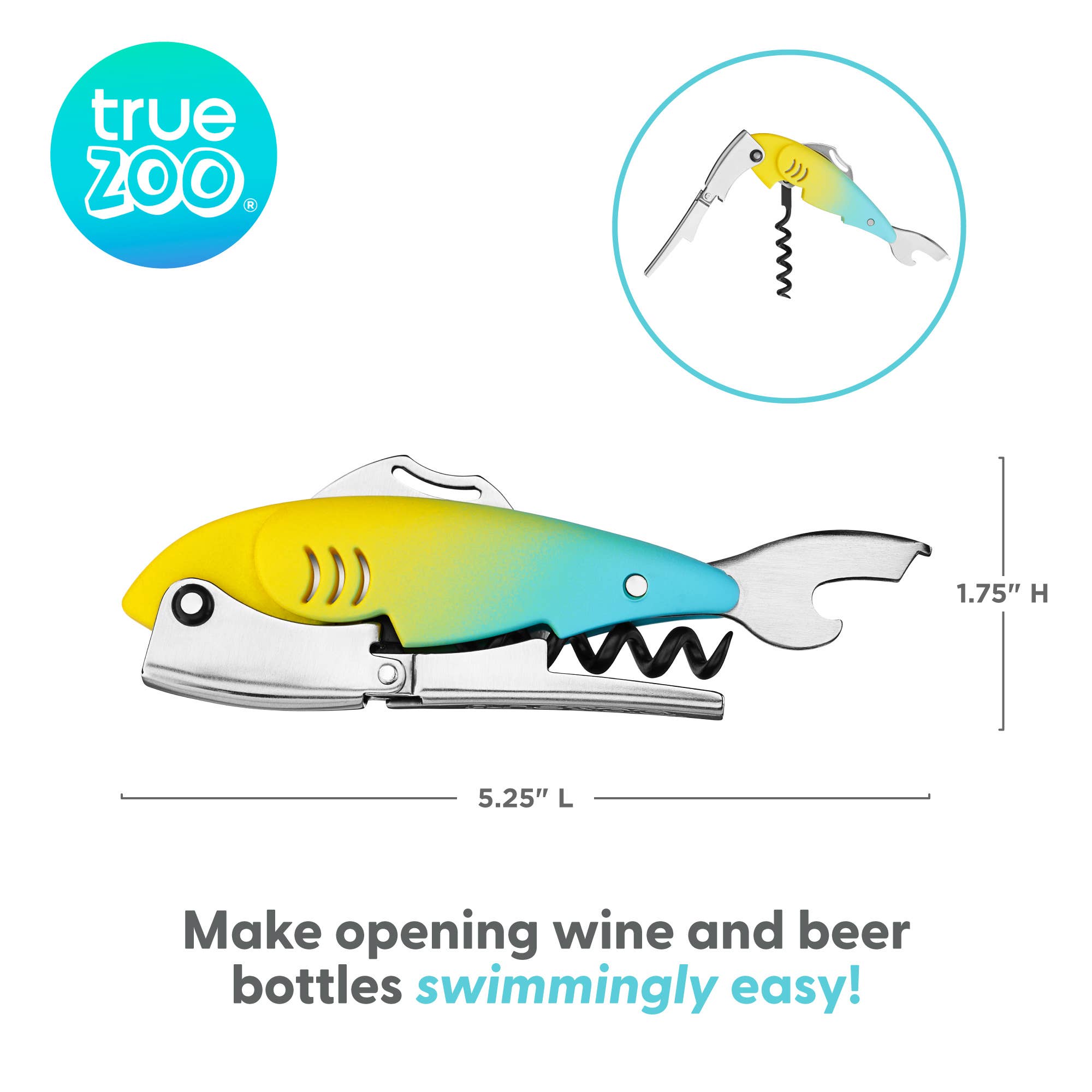 TrueZoo Gillbert Soft-Touch Waiter’s Corkscrew -Ombre Fish