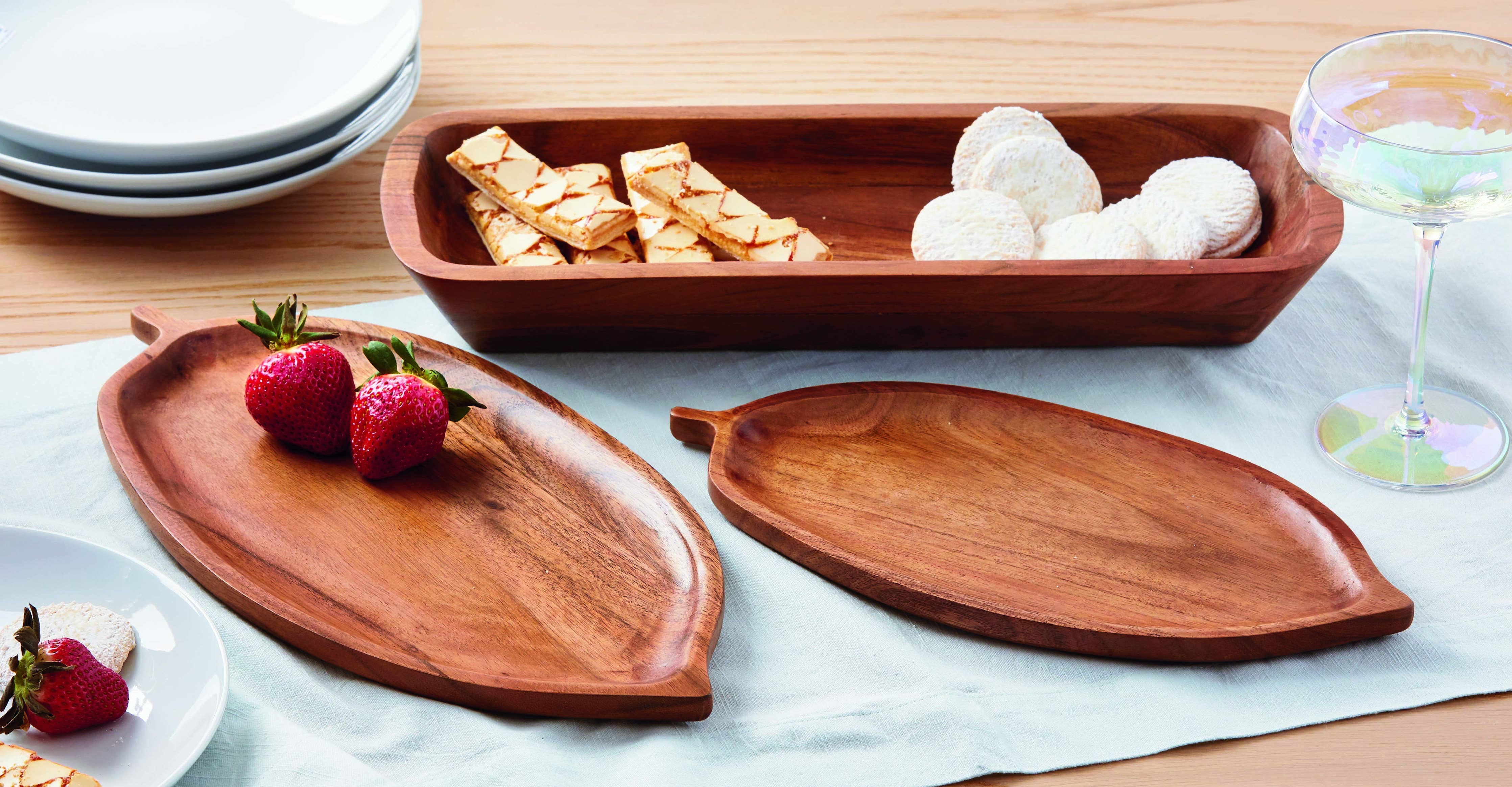 Tag Acacia Leaf Platter S/2