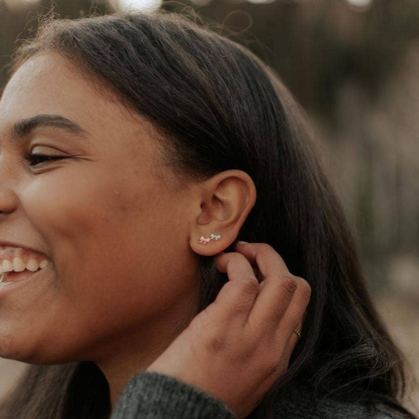 Clara Bow Studs: Pink Rose