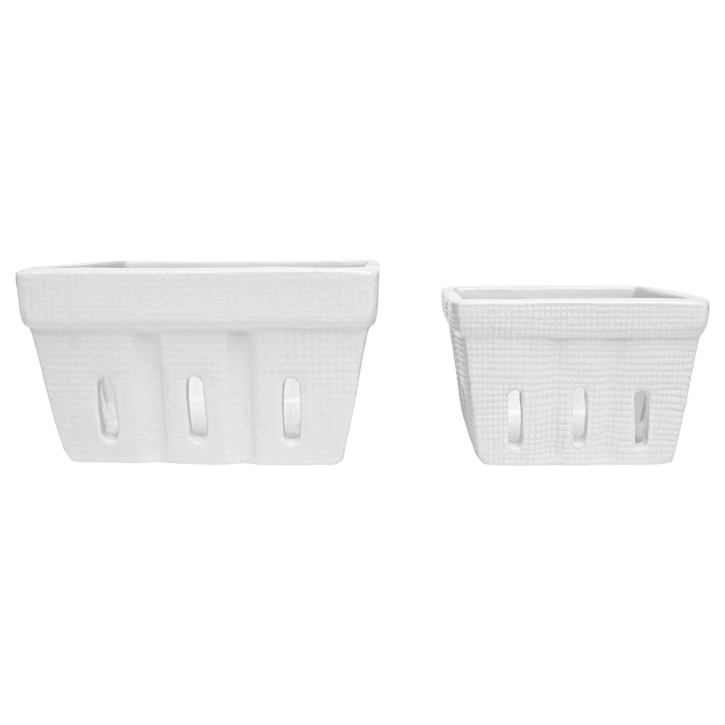 White Berry Ceramic Bowls Set of 2