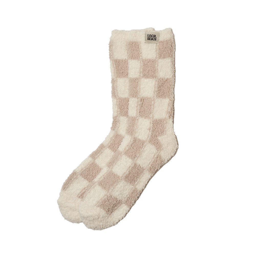 Checker Local Beach Cozy Socks: Sand/Cream Pair