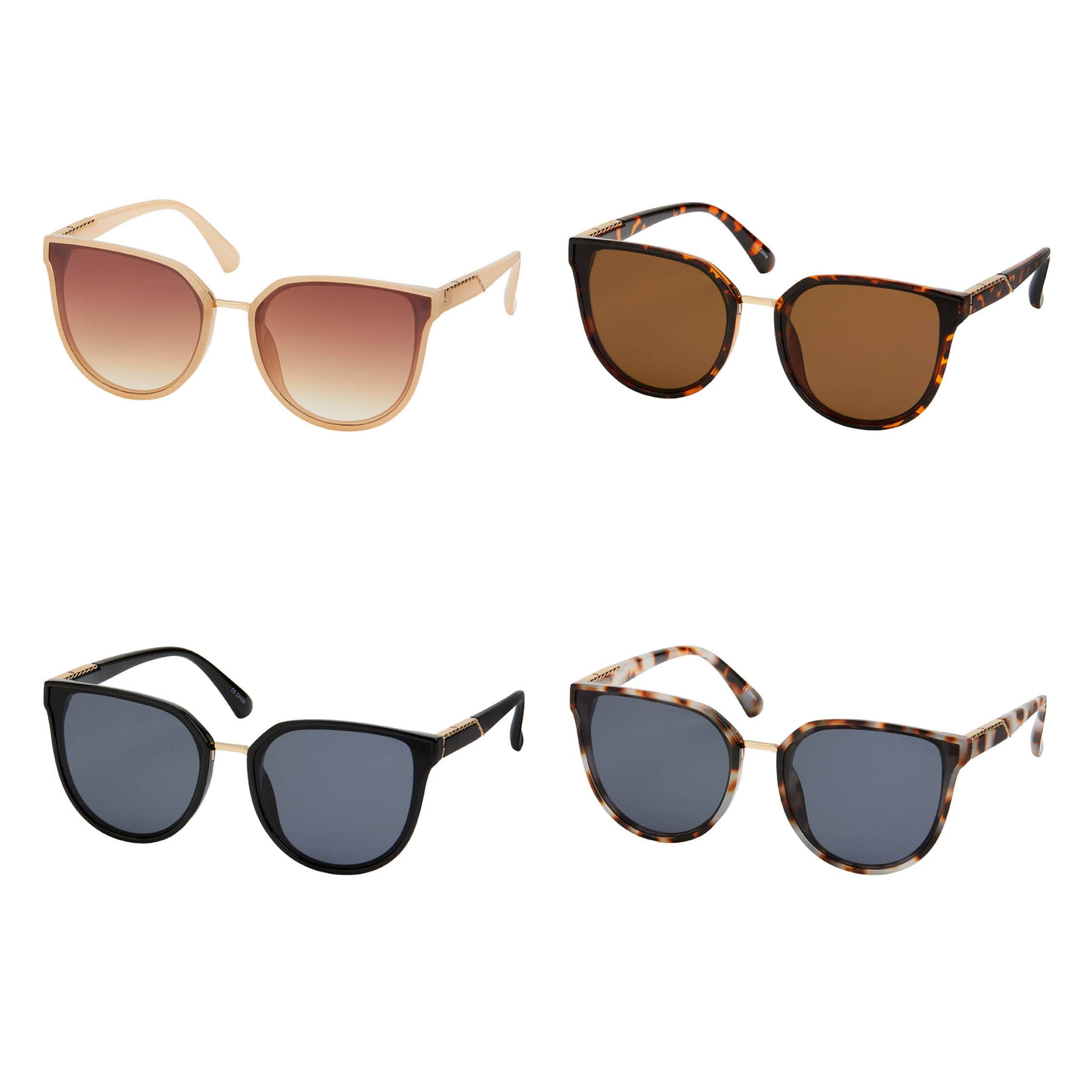 Jade Inlay Cat Eye Women's Sunglasses - Beige