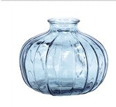 Light Blue Ribbed Glass Jar