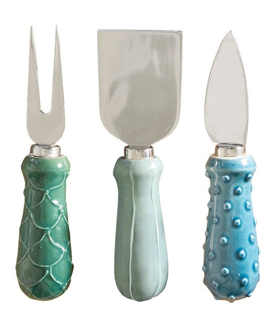 Ceramic Cheese Knives - Blue - Set of 3