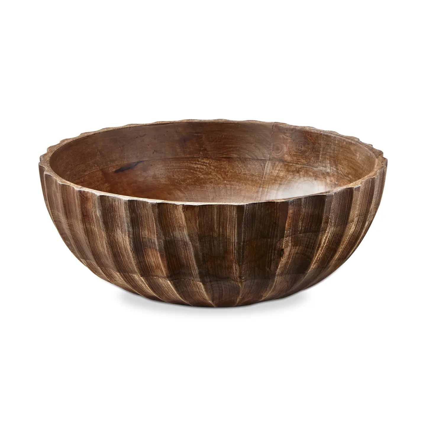 Fluted Wood Bowl Large - Natural