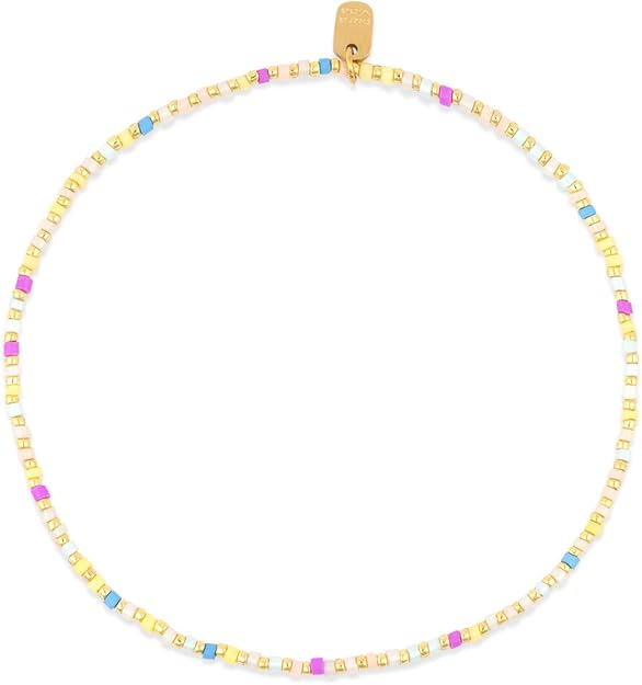 Mixed Seed Bead Gold Stretch Anklet