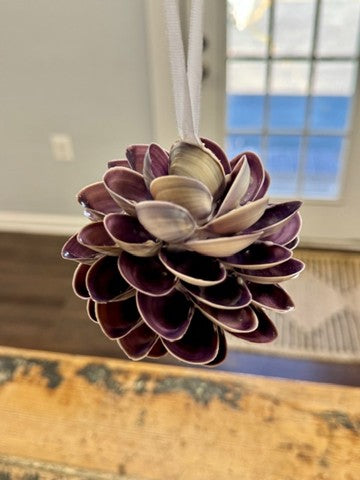 Purple Clam Ornament with Hanger