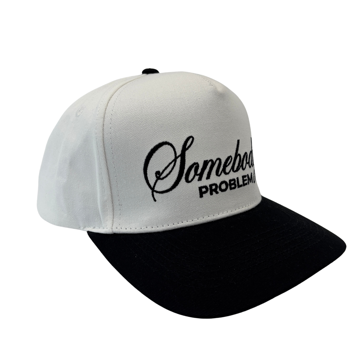 Somebody's Problem Cotton Twill Hat: Black/White