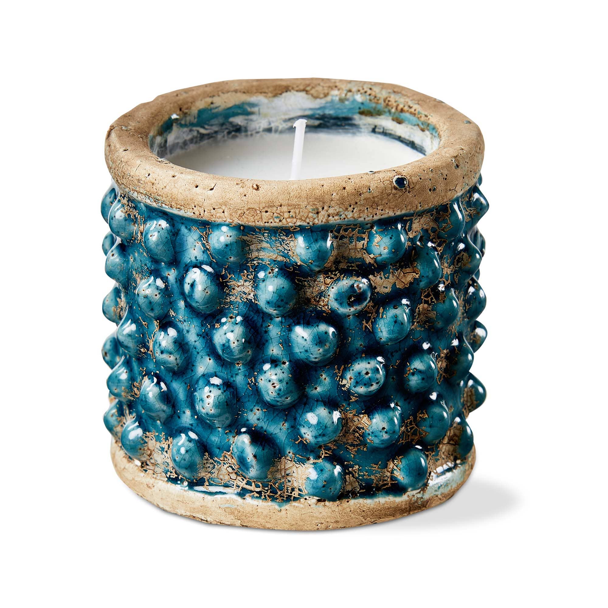 Hobnail Citronella Candle Blue