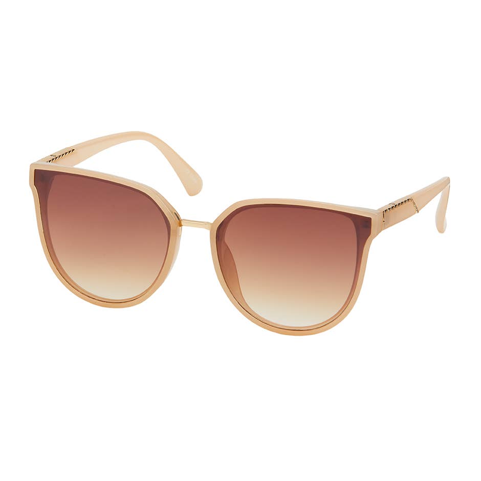 Jade Inlay Cat Eye Women's Sunglasses - Beige