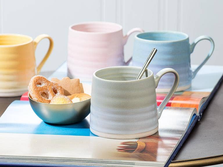 Ridged Mug-Light Blue-3"H(14oz)