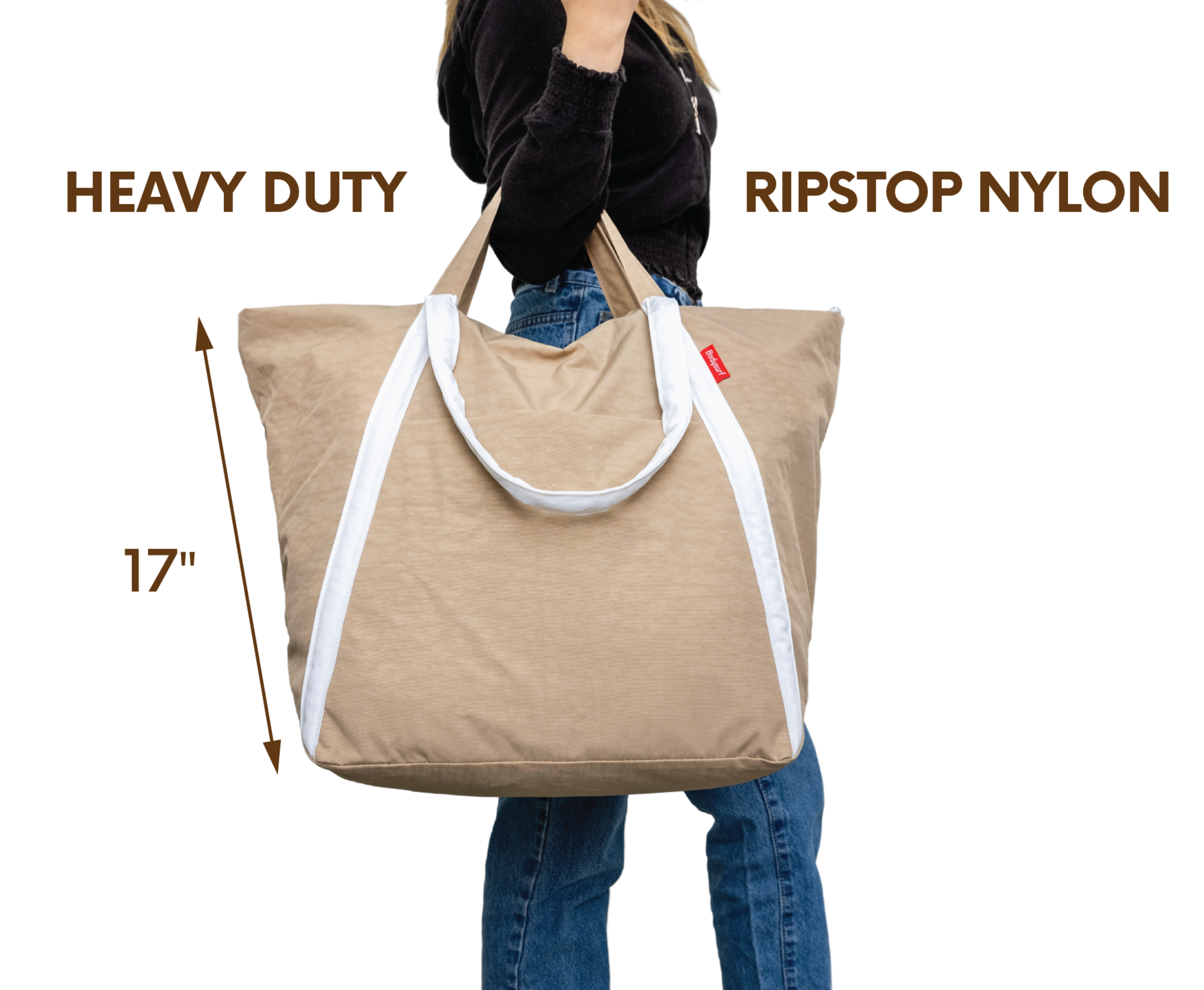 Extra Large Ripstop Nylon Waterproof Beach Bag: Coral