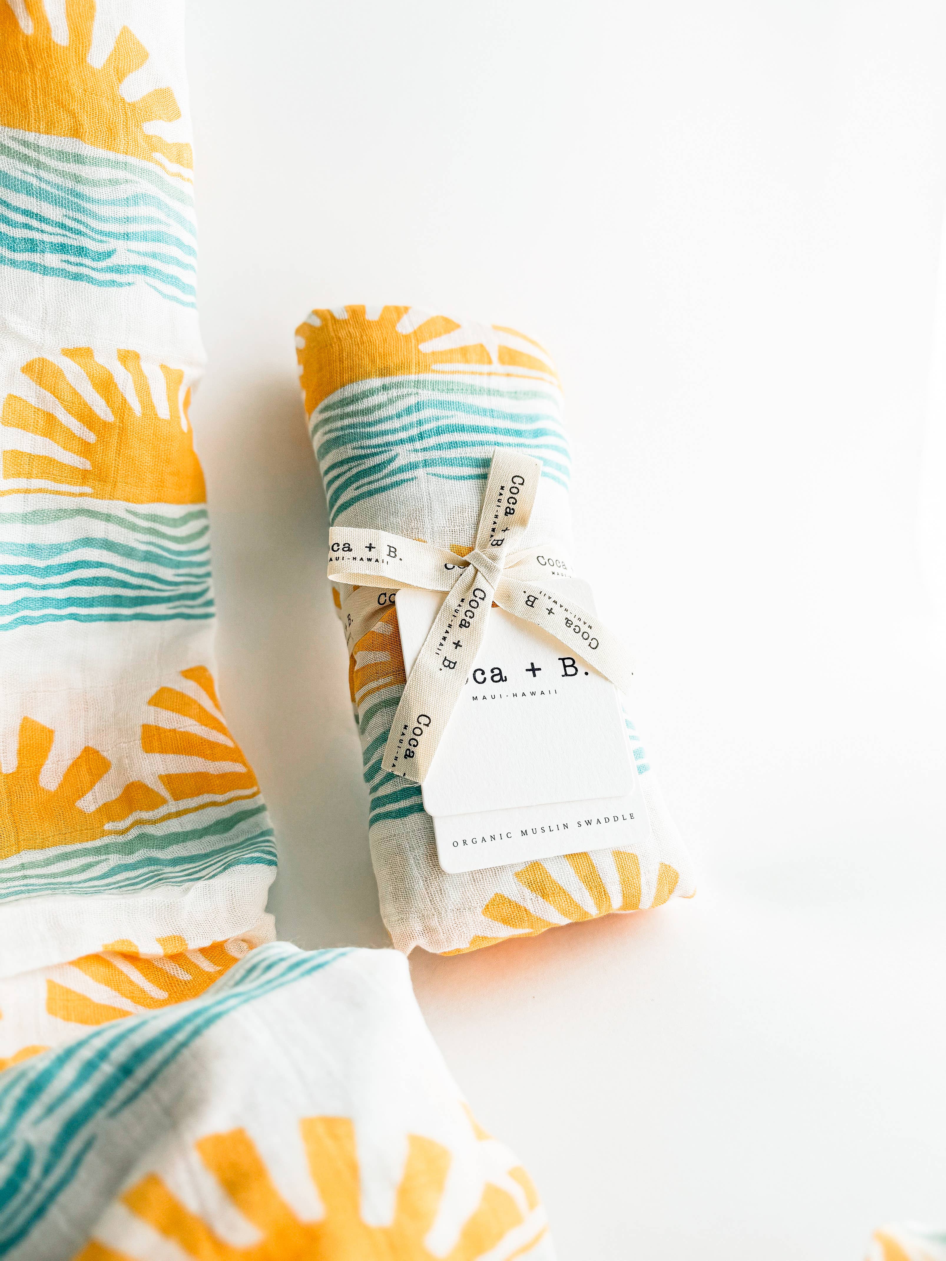 Sun + Wave Surfer Organic Bamboo Swaddle, Nautical + Beachy