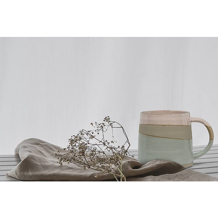 Pnk/Blu Rustic Style Mug-4"H(14oz)