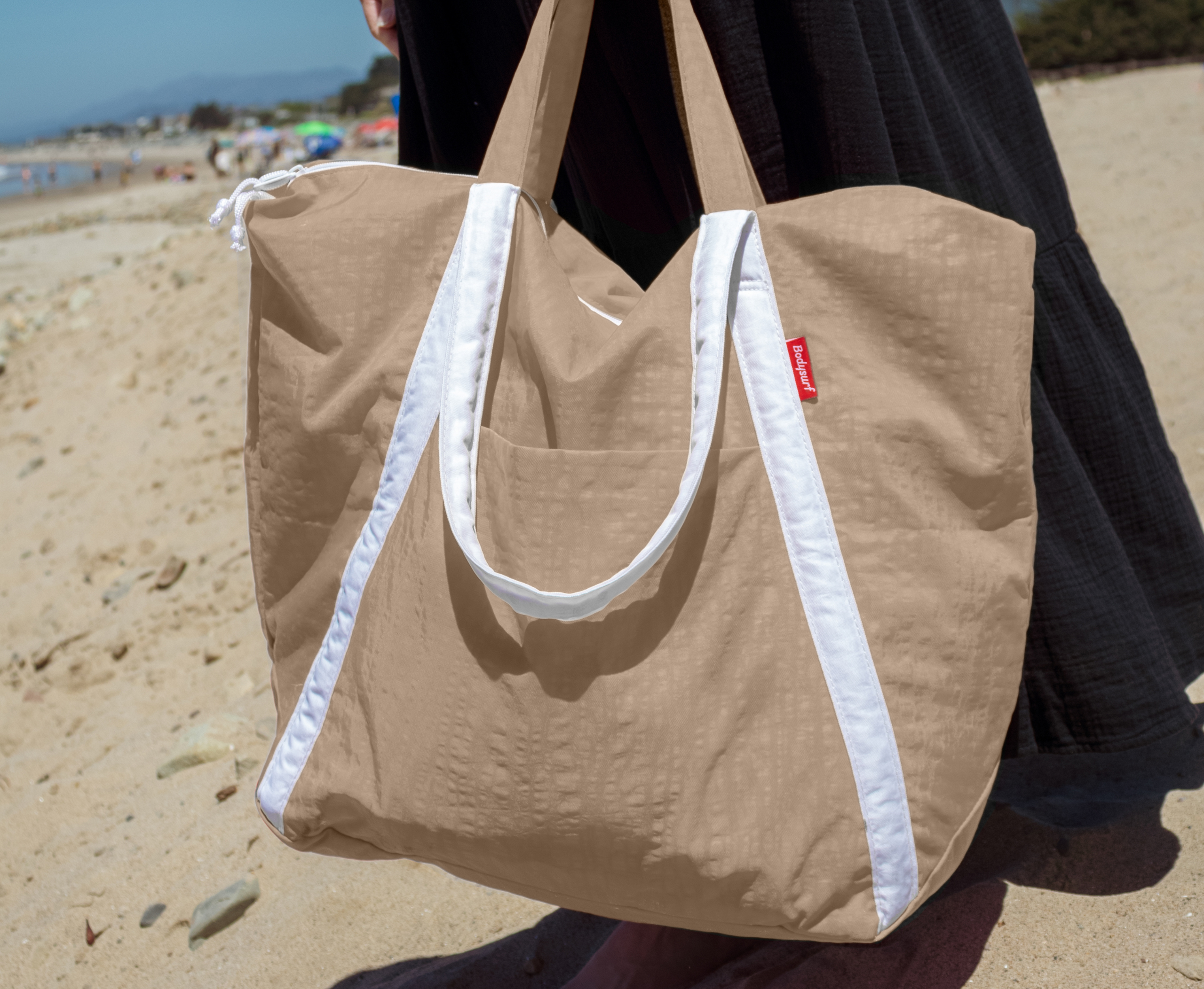 Extra Large Ripstop Nylon Waterproof Beach Bag: Coral