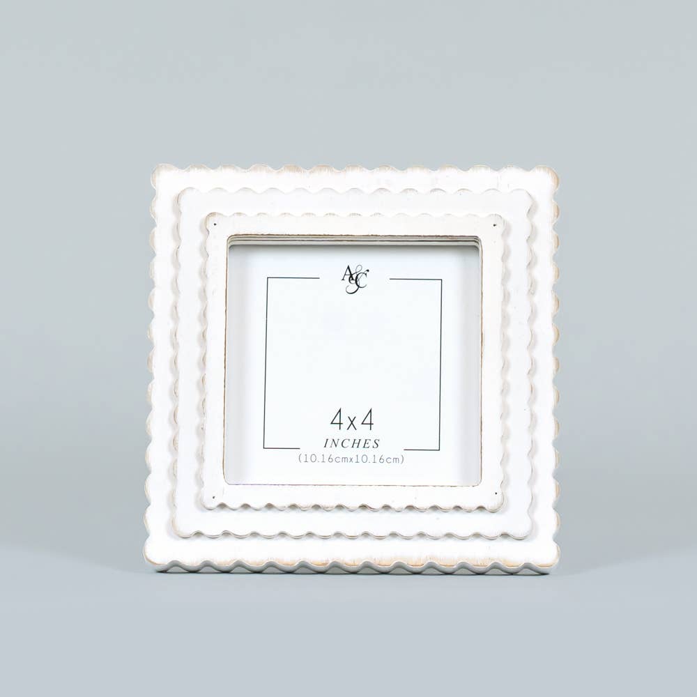 6x6x1 wood photo frame (SCALLOP) holds (4x4) pic
