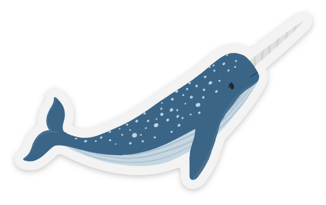Clear Narwhal Sticker 3.4×2.02in