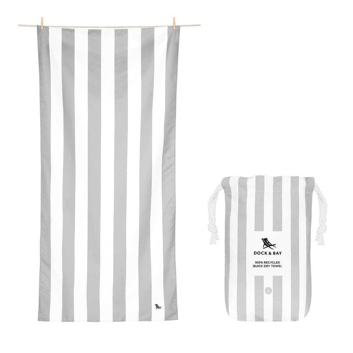 Dock &amp; Bay Quick Dry Towels - Cabana - Goa Grey: Large (63x35&quot;)